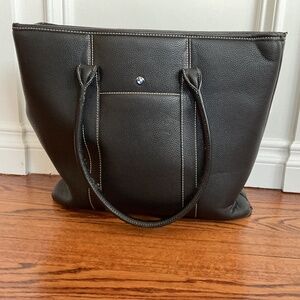 Black Leather Laptop bag with BMW Logo